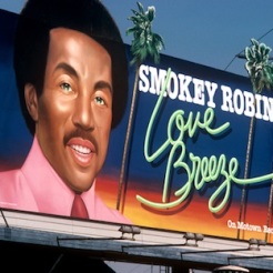 Smokey Robinson billboard on the Sunset Strip circa 1978